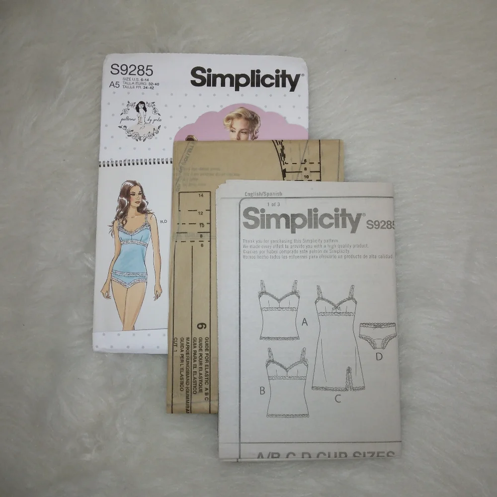 SIMPLICITY S9285 SZ 6-14 Misses Camisole Slip Panties, Patterns by Gertie